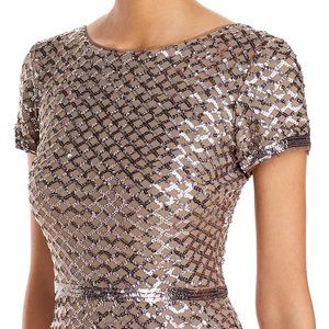 Bloomingdale's Exclusive! - AQUA  Belted Sequin Gown